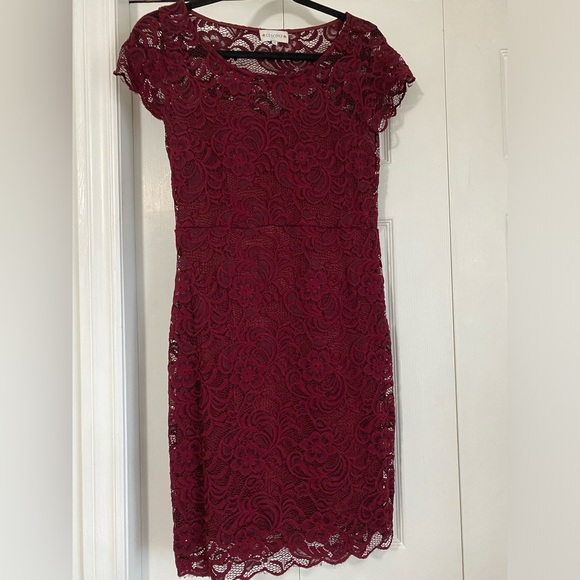 Ci Sono Burgundy Lace dress cap sleeve medium - Picture 1 of 3